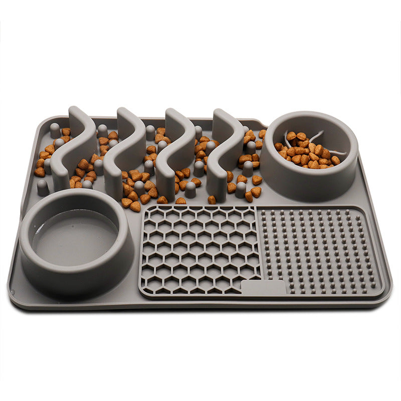 The Windsor Lick Pad in Slate Grey, size S-M, multifunctional silicone slow feeder and enrichment mat for dogs